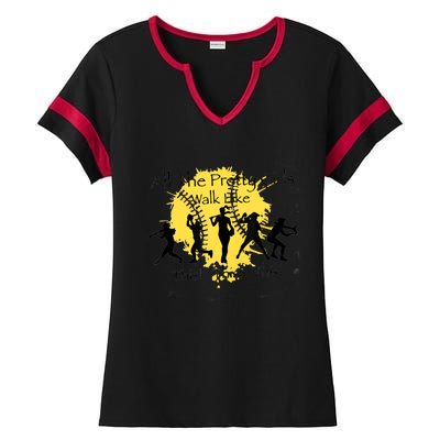 All The Pretty Girl Walk Like This Funny Baseball Girl Softball Ladies Halftime Notch Neck Tee