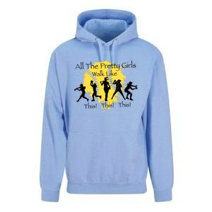 All The Pretty Girl Walk Like This Funny Baseball Girl Softball Unisex Surf Hoodie