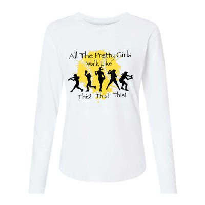 All The Pretty Girl Walk Like This Funny Baseball Girl Softball Womens Cotton Relaxed Long Sleeve T-Shirt