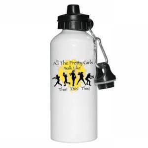 All The Pretty Girl Walk Like This Funny Baseball Girl Softball Aluminum Water Bottle