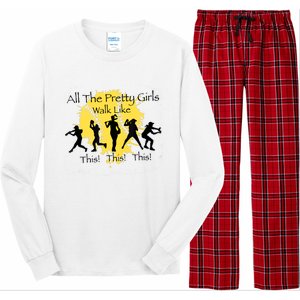 All The Pretty Girl Walk Like This Funny Baseball Girl Softball Long Sleeve Pajama Set