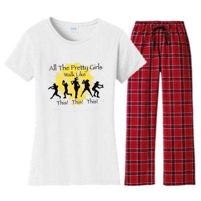 All The Pretty Girl Walk Like This Funny Baseball Girl Softball Women's Flannel Pajama Set