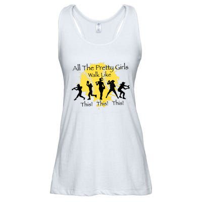 All The Pretty Girl Walk Like This Funny Baseball Girl Softball Ladies Essential Flowy Tank