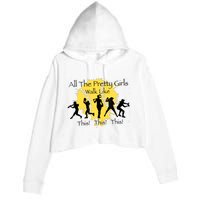 All The Pretty Girl Walk Like This Funny Baseball Girl Softball Crop Fleece Hoodie