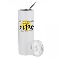 All The Pretty Girl Walk Like This Funny Baseball Girl Softball Stainless Steel Tumbler