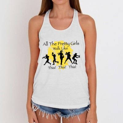 All The Pretty Girl Walk Like This Funny Baseball Girl Softball Women's Knotted Racerback Tank