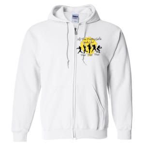 All The Pretty Girl Walk Like This Funny Baseball Girl Softball Full Zip Hoodie