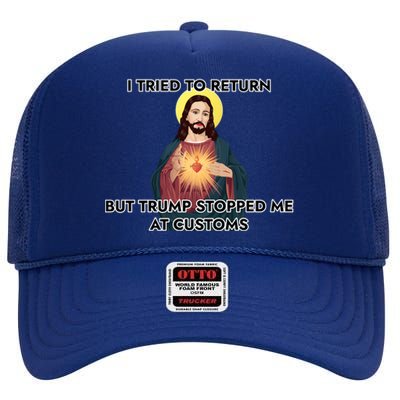 Anti Trump Pro Immigrant Jesus Meme Immigration Gift High Crown Mesh Back Trucker Hat