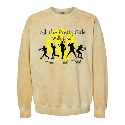 All The Pretty Walk Like This Funny Baseball Softball Colorblast Crewneck Sweatshirt