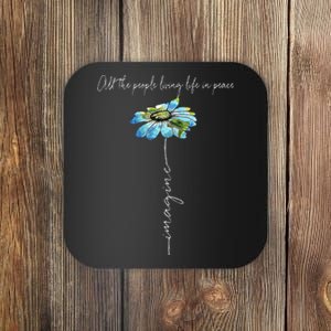 All The People Imagine Living Life In Peace Daisy Flower Coaster