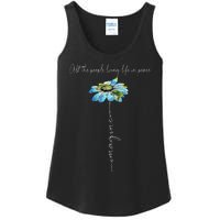 All The People Imagine Living Life In Peace Daisy Flower Ladies Essential Tank