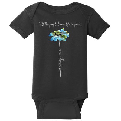 All The People Imagine Living Life In Peace Daisy Flower Baby Bodysuit