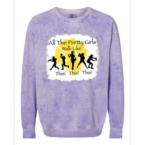 All The Pretty Girl Walk Like This Funny Baseball Girl Colorblast Crewneck Sweatshirt