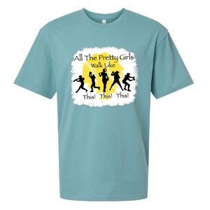 All The Pretty Girl Walk Like This Funny Baseball Girl Sueded Cloud Jersey T-Shirt