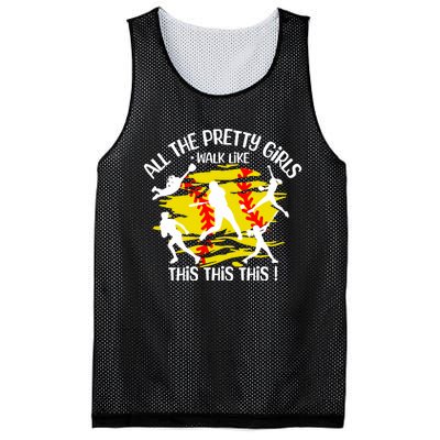 All The Pretty Girl Walk Like This Softball Mesh Reversible Basketball Jersey Tank