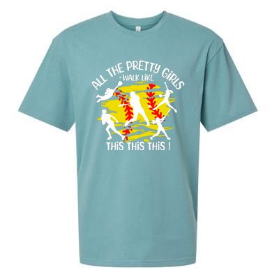 All The Pretty Girl Walk Like This Softball Sueded Cloud Jersey T-Shirt