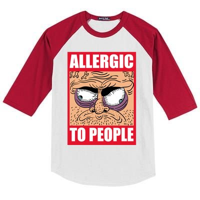 Allergic To People Hate Hu Shy Loner Social Anxiety Gift Kids Colorblock Raglan Jersey