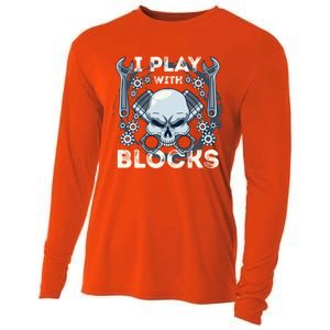 Automechanic Tuning Pun Playing With Motor Block Car Engine Funny Gift Cooling Performance Long Sleeve Crew