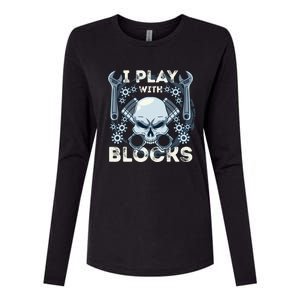 Automechanic Tuning Pun Playing With Motor Block Car Engine Funny Gift Womens Cotton Relaxed Long Sleeve T-Shirt