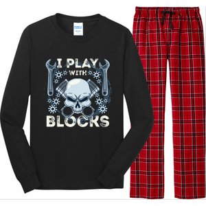 Automechanic Tuning Pun Playing With Motor Block Car Engine Funny Gift Long Sleeve Pajama Set