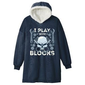 Automechanic Tuning Pun Playing With Motor Block Car Engine Funny Gift Hooded Wearable Blanket