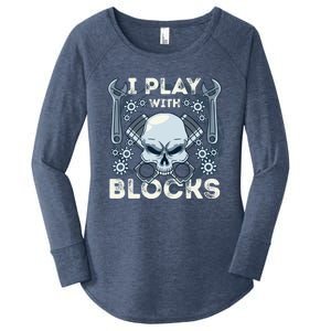 Automechanic Tuning Pun Playing With Motor Block Car Engine Funny Gift Women's Perfect Tri Tunic Long Sleeve Shirt