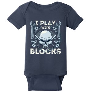 Automechanic Tuning Pun Playing With Motor Block Car Engine Funny Gift Baby Bodysuit