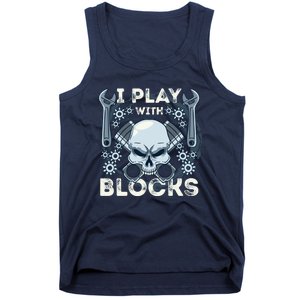 Automechanic Tuning Pun Playing With Motor Block Car Engine Funny Gift Tank Top