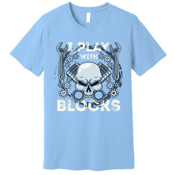 Automechanic Tuning Pun Playing With Motor Block Car Engine Funny Gift Premium T-Shirt