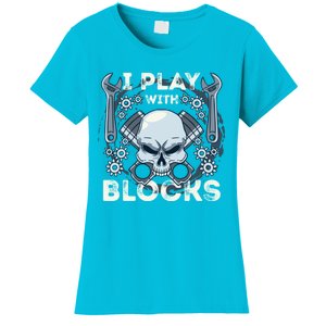 Automechanic Tuning Pun Playing With Motor Block Car Engine Funny Gift Women's T-Shirt