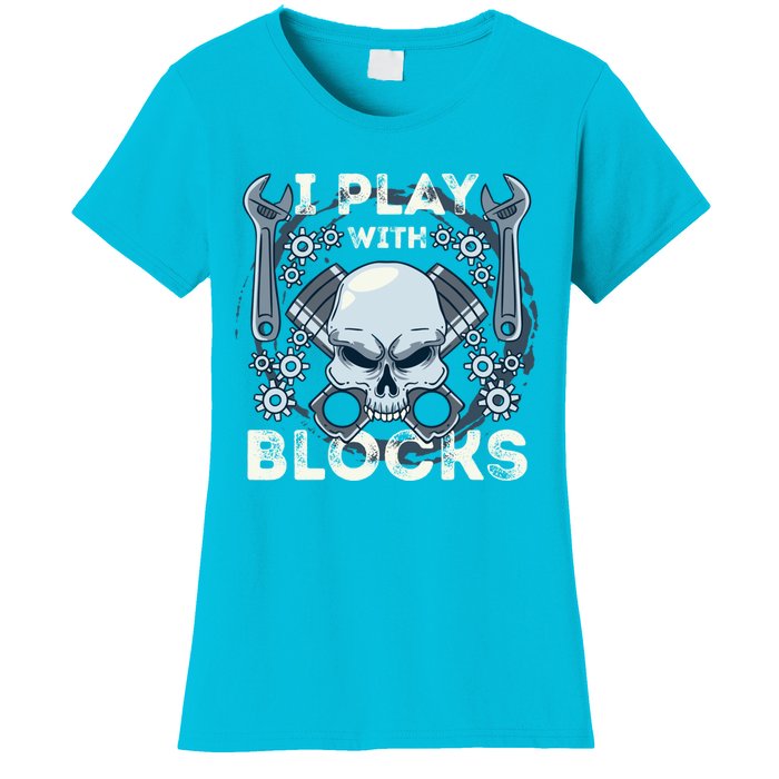 Automechanic Tuning Pun Playing With Motor Block Car Engine Funny Gift Women's T-Shirt