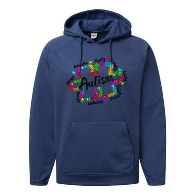 Autism Teacher Pencil Autism Awareness Month Performance Fleece Hoodie