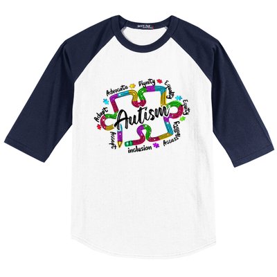 Autism Teacher Pencil Autism Awareness Month Baseball Sleeve Shirt