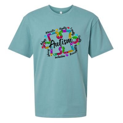 Autism Teacher Pencil Autism Awareness Month Sueded Cloud Jersey T-Shirt