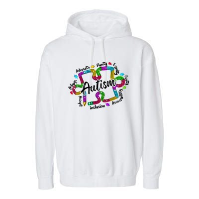 Autism Teacher Pencil Autism Awareness Month Garment-Dyed Fleece Hoodie