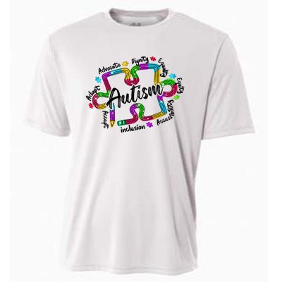 Autism Teacher Pencil Autism Awareness Month Cooling Performance Crew T-Shirt