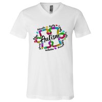 Autism Teacher Pencil Autism Awareness Month V-Neck T-Shirt