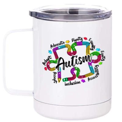 Autism Teacher Pencil Autism Awareness Month 12 oz Stainless Steel Tumbler Cup