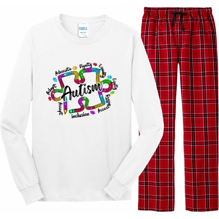 Autism Teacher Pencil Autism Awareness Month Long Sleeve Pajama Set