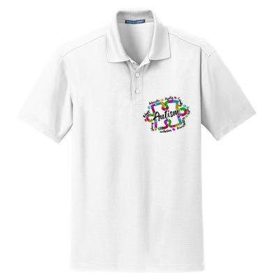 Autism Teacher Pencil Autism Awareness Month Dry Zone Grid Polo