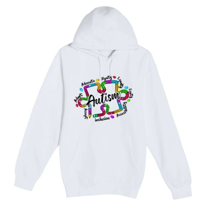 Autism Teacher Pencil Autism Awareness Month Premium Pullover Hoodie