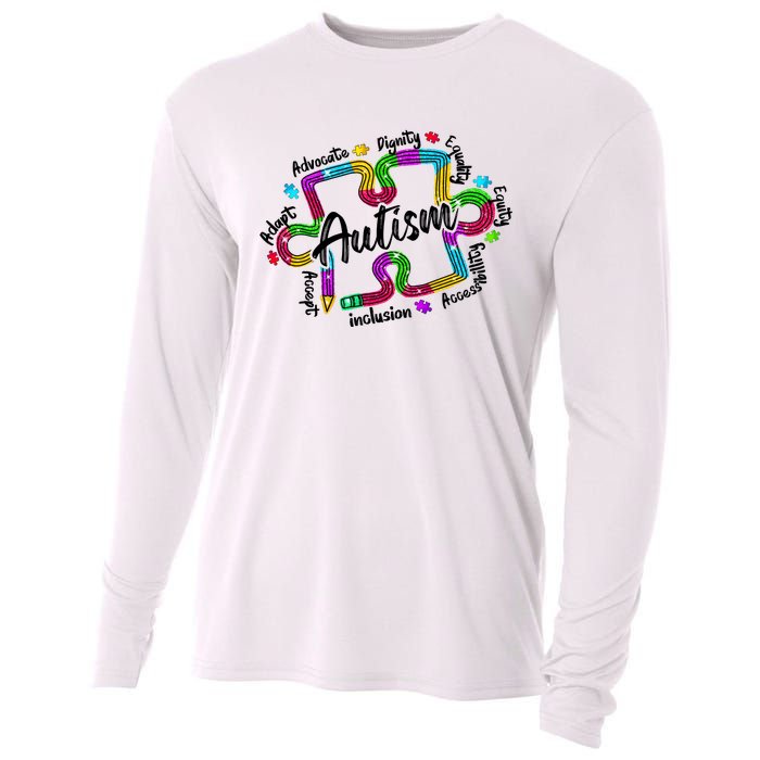 Autism Teacher Pencil Autism Awareness Month Cooling Performance Long Sleeve Crew