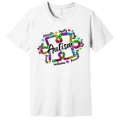 Autism Teacher Pencil Autism Awareness Month Premium T-Shirt