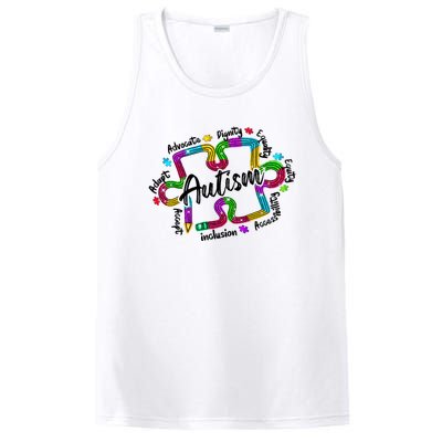 Autism Teacher Pencil Autism Awareness Month PosiCharge Competitor Tank