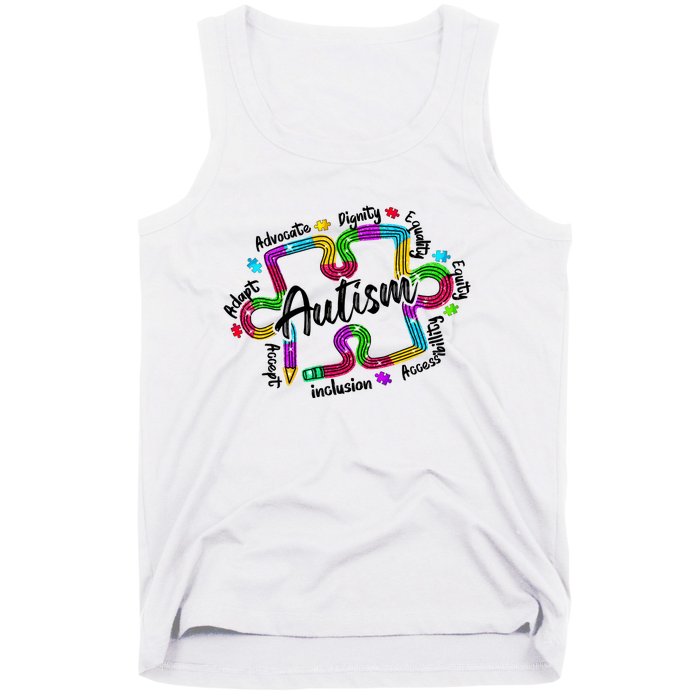 Autism Teacher Pencil Autism Awareness Month Tank Top