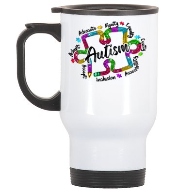 Autism Teacher Pencil Autism Awareness Month Stainless Steel Travel Mug