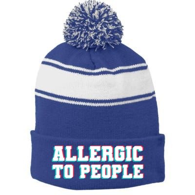 Allergic To People Allergy Allergic Rhinitis Gift Stripe Pom Pom Beanie