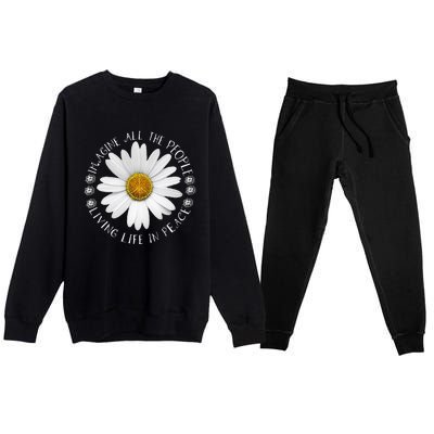 All The People Imagine Living Life In Peace Premium Crewneck Sweatsuit Set