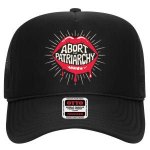 Abort The Patriarchy Female Empowerment Red Lips High Crown Mesh Back Trucker Hat