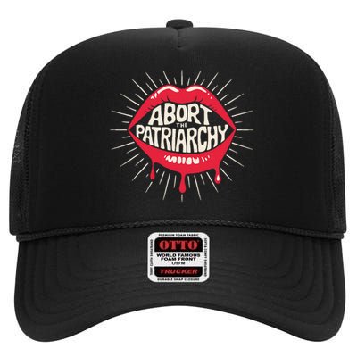 Abort The Patriarchy Female Empowerment Red Lips High Crown Mesh Back Trucker Hat